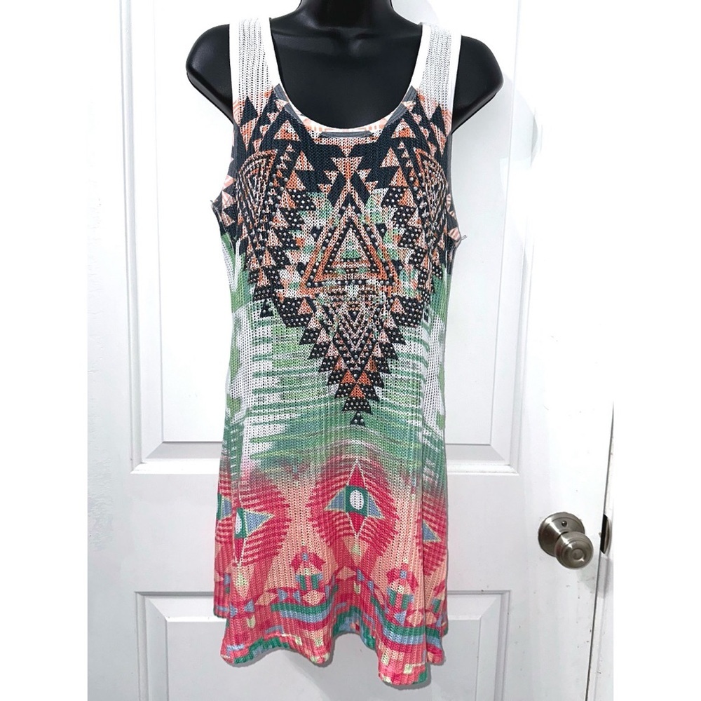 Vocal colorful rhinestone Scoop Neck tank top tunic